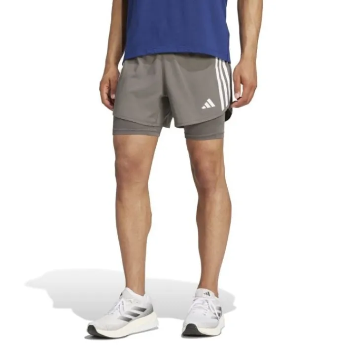adidas Running Shorts^Own The Run 3-Stripe 2in1 Shorts Grey