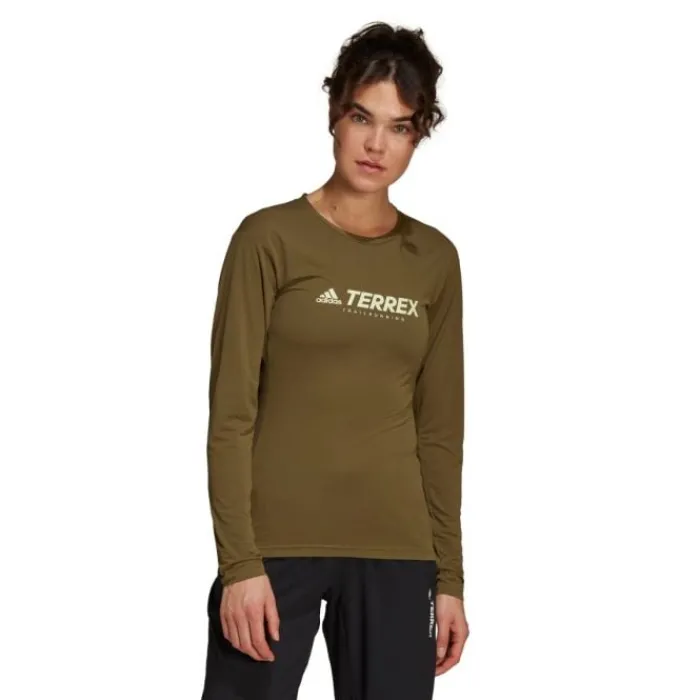 adidas Running Tops & T-shirts^W Trail Long Sleve Green