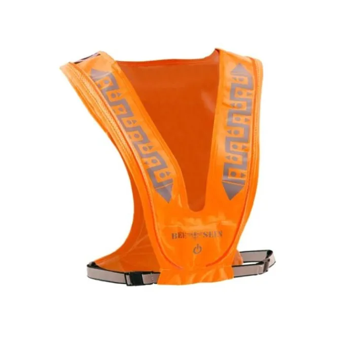 Bee-Safe Reflective Running Gear^Led Vest USB Orange