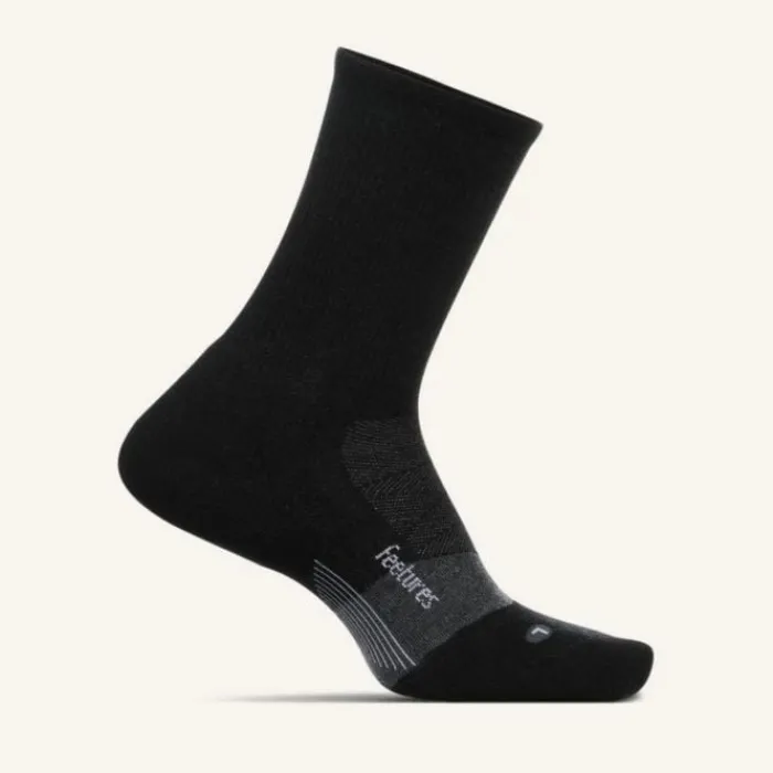 Feetures Socks | Running Socks^Merino 10 Cushion mini Crew Socks Black