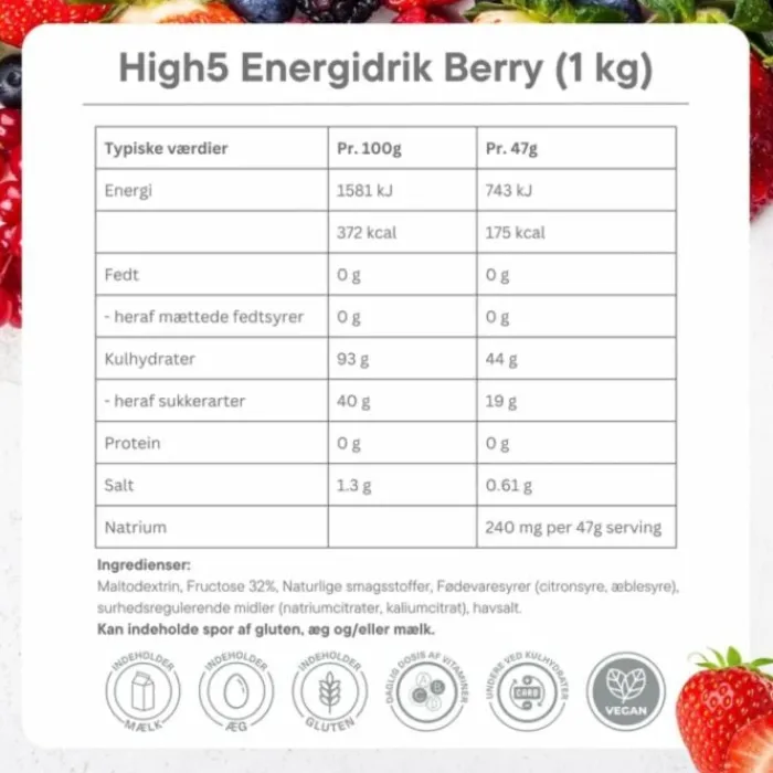 High5 Sports Nutrition^Energy Drink Powder Berry 330g