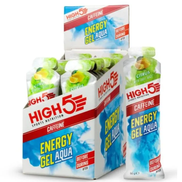 High5 Sports Nutrition^Energy Gel Aqua Caffeine Citrus - Box 20x66g White