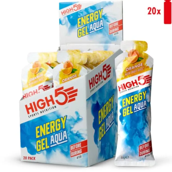 High5 Sports Nutrition^Energy Gel Aqua Orange - Box 20x66g White
