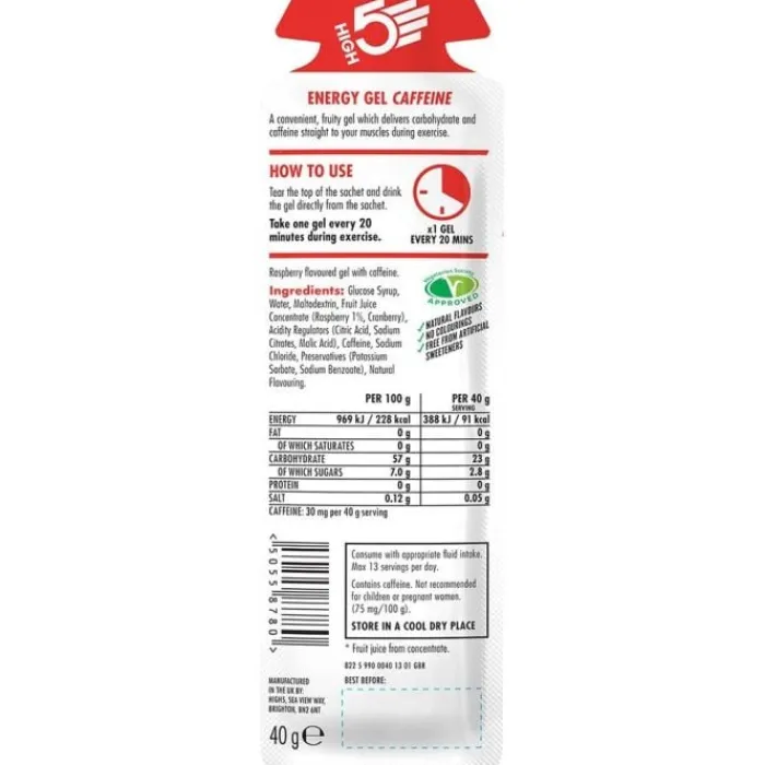 High5 Sports Nutrition^Energy Gel Caffeine 40g Rasberry