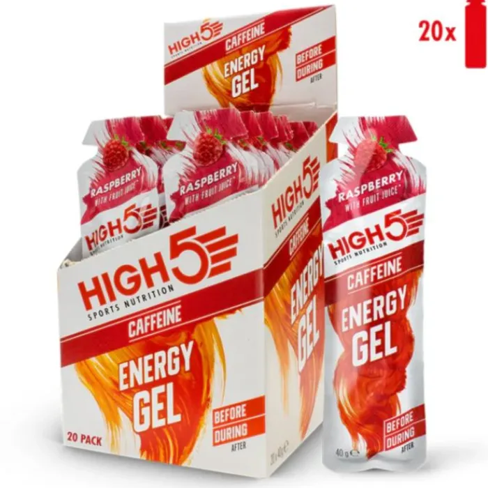 High5 Sports Nutrition^Energy Gel Caffeine Raspberry 20x40g White