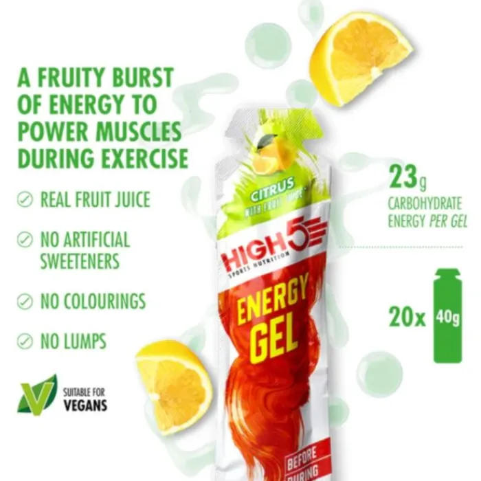 High5 Sports Nutrition^Energy Gel Citrus - Box 20x40g White
