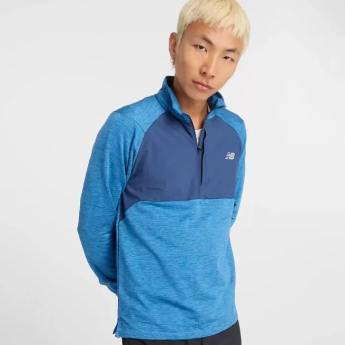 New Balance Running Tops & T-shirts^Athletics Heat Grid 1/2 Zip Blue