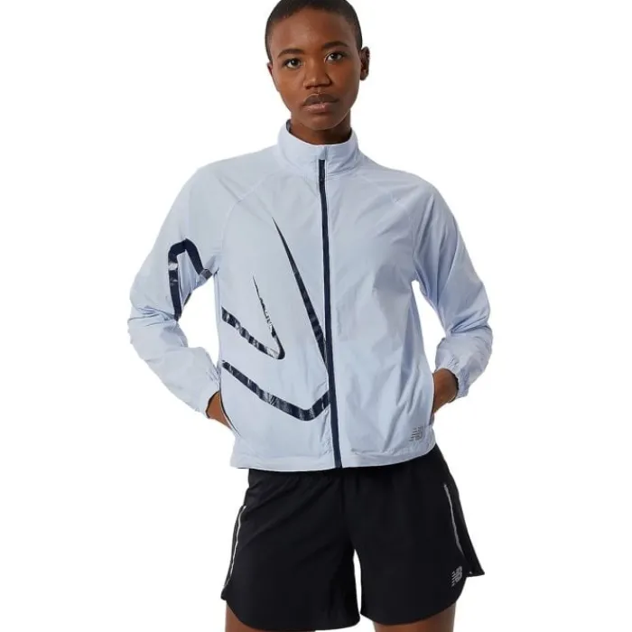 New Balance Running Jackets^Printed Impact Run Light Pack Jacket Blue
