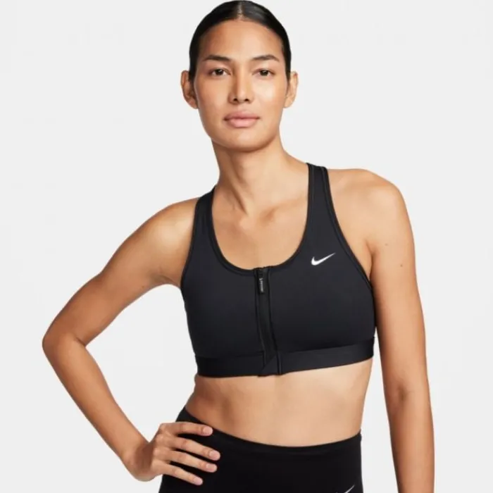 Nike Sports Bras^Dri-FIT Swoosh Padded Medium Support Full Zip Bra Black