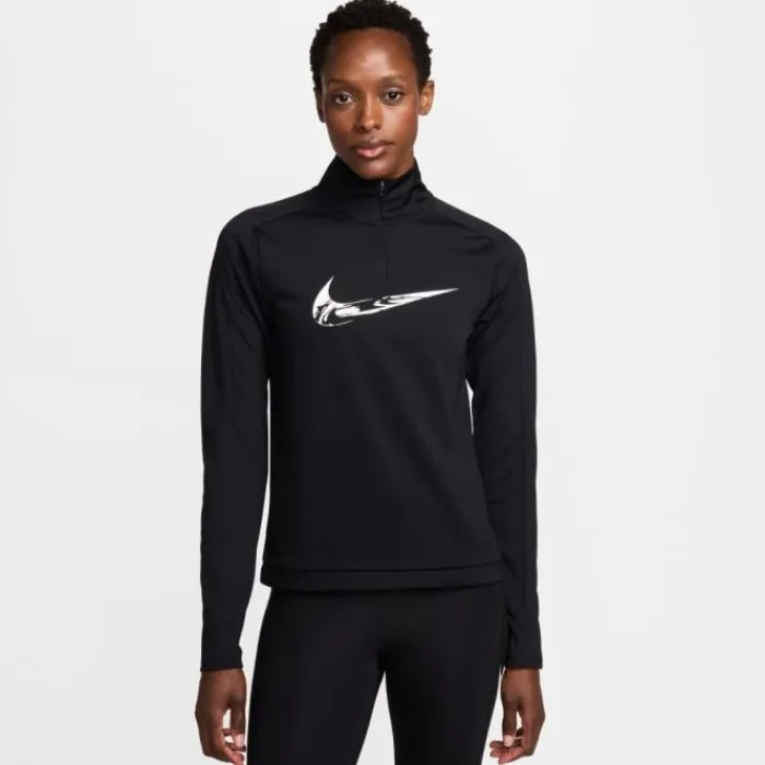 Nike Running Underwear | Running Tops & T-shirts^Swoosh HyperBright Half Zip Long Sleeve Midlayer Black