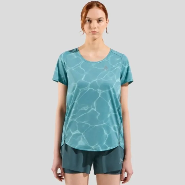 Odlo Running Tops & T-shirts^Zeroweight Chill-Tec Print T-Shirt Crew Neck Green