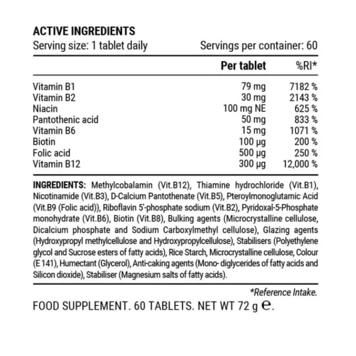 PillarPerformance Sports Nutrition^Ultra B Active Peak Performance 60ct Bottle Black