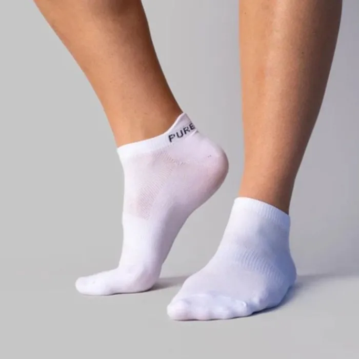 PureLime Socks | Running Socks^Footies 2-pack White