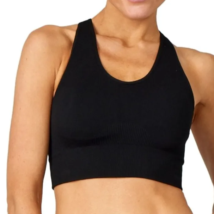 PureLime Sports Bras^Seamless Rib Bra Top Black