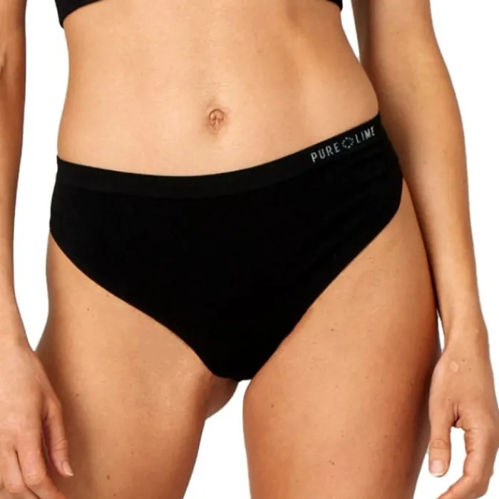 PureLime Running Underwear^Seamless Thong Black