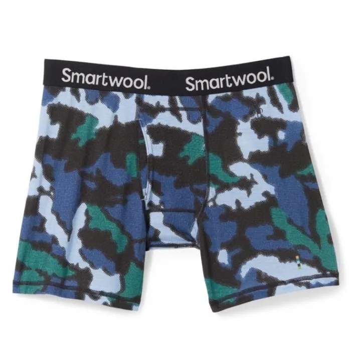 Smartwool Running Underwear^Merino Print Boxer Breif Boxed Blue