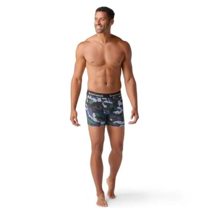 Smartwool Running Underwear^Merino Print Boxer Breif Boxed Blue