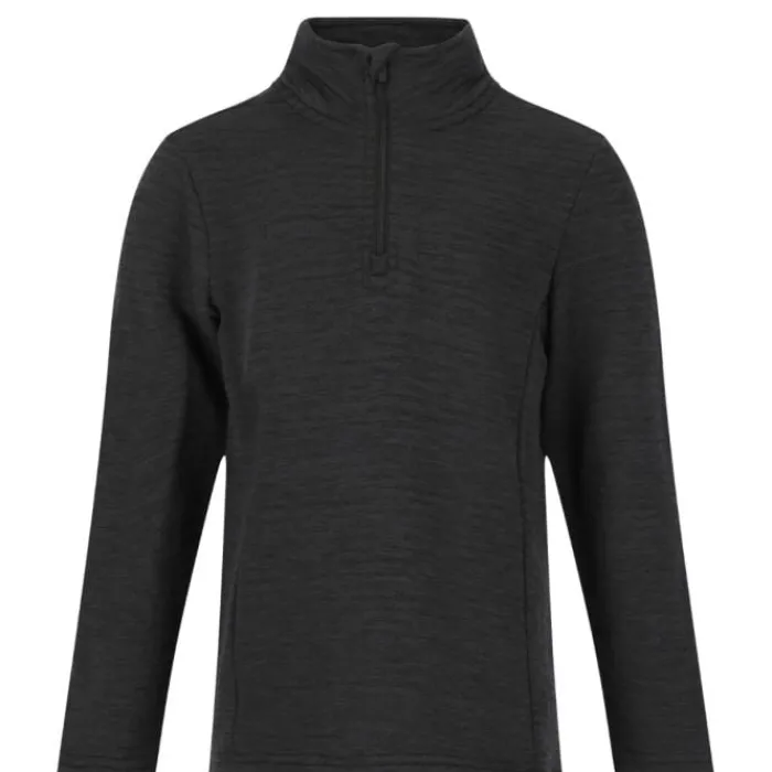 Zigzag Long Sleeve Running Tops^Pineapple Melange Half Zip Waffle Midlayer Black